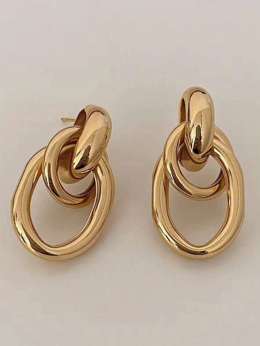 Vintage Geometric Round Stud Earrings