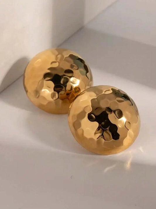 Vintage Minimalist Hammered Half-Sphere Earrings
