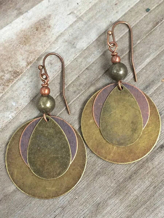 Vintage Bronze Round Hoop Earrings