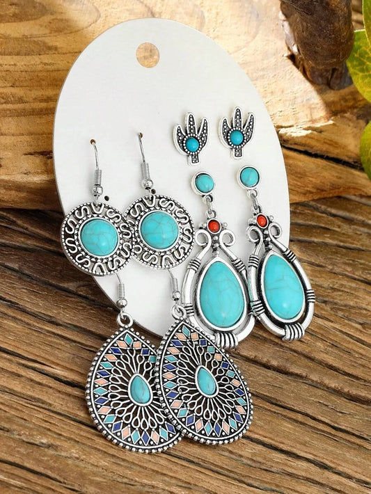 Bohemian Vintage Turquoise Earring Set