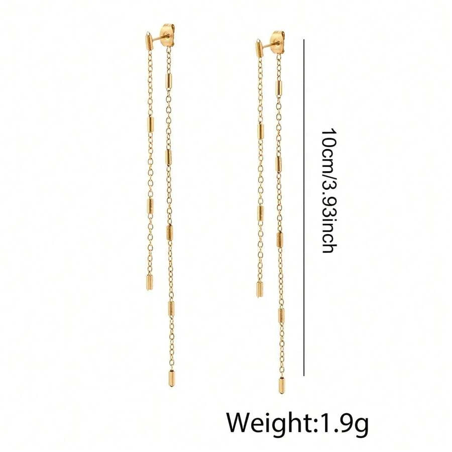 Minimalist Tassel Chain Pendant Earrings