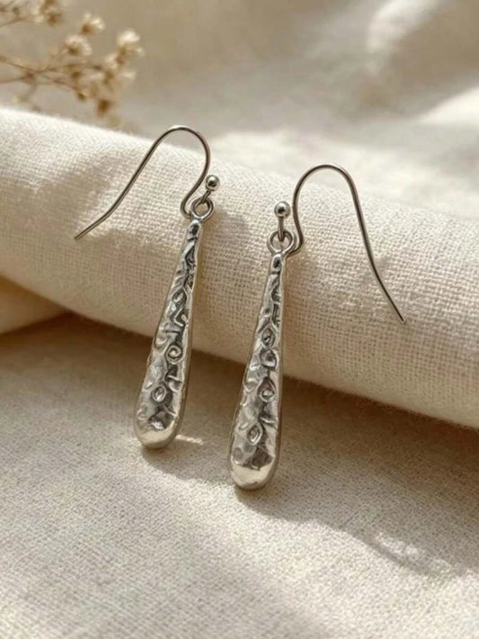 Vintage Hammered Water Drop Pendant Earrings