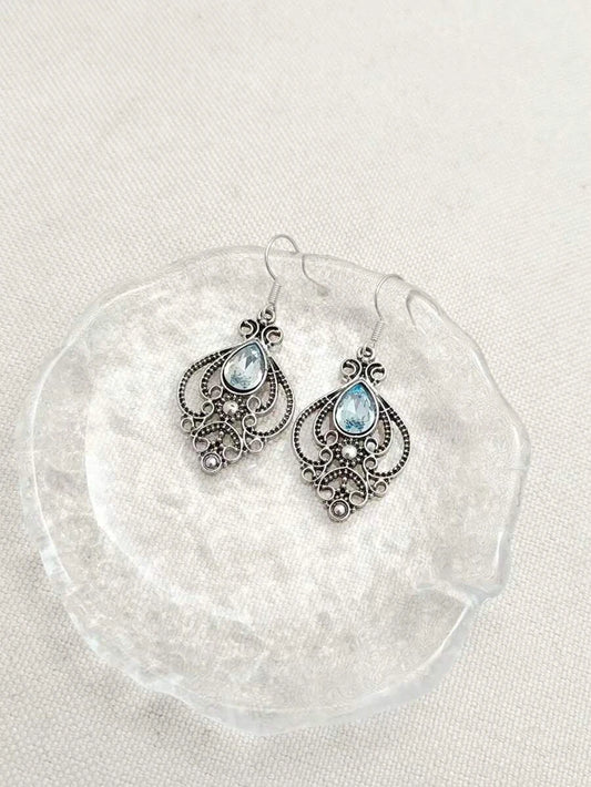 Vintage Bohemian Teardrop Gemstone Earrings