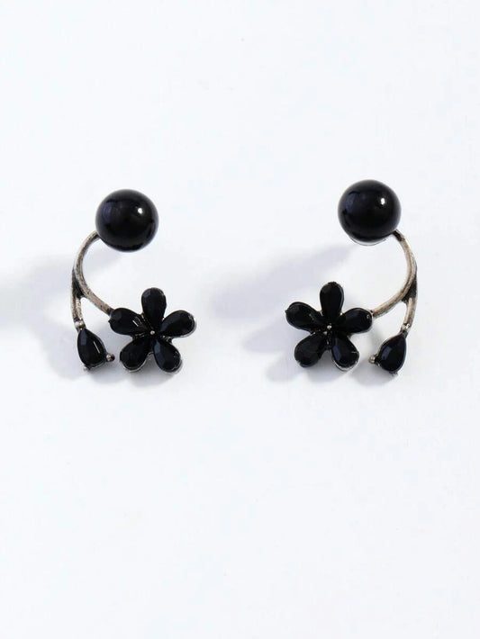 Vintage Black Hyacinth Stud Earrings
