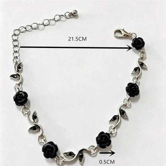 Minimalist Black Rose Bracelet