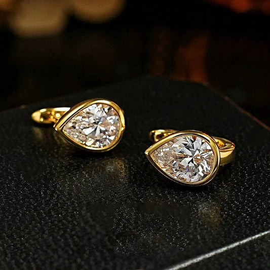 French Vintage Water Drop Zirconia Earrings