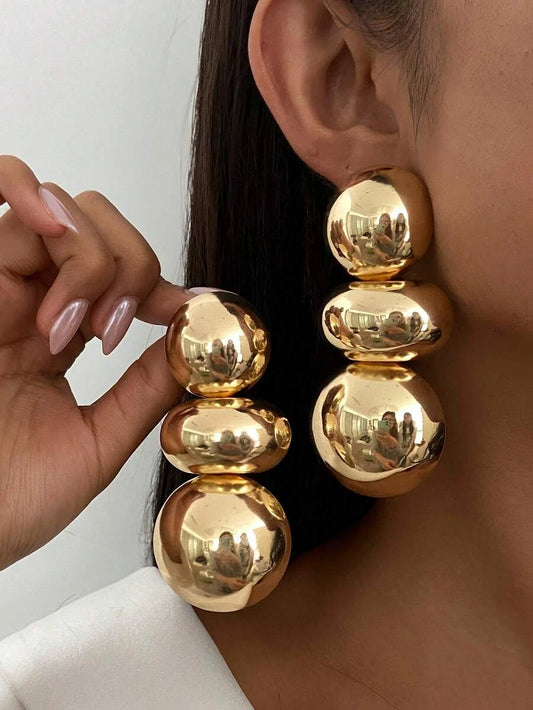 Vintage Asymmetric Geometric Round Stud Earrings