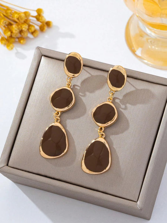 French Vintage Glazed Asymmetrical Geometric Earrings