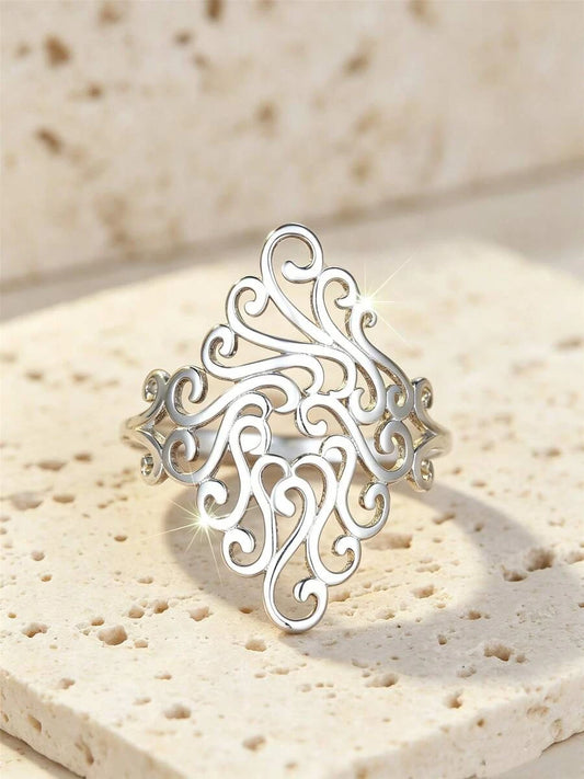 Vintage Floral Sterling Silver Ring