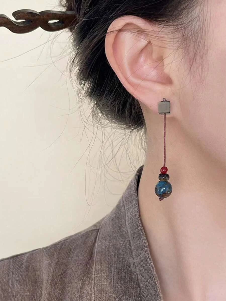 Sterling Silver Beaded Tassel Earrings