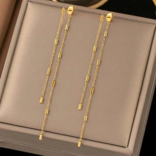 Minimalist Tassel Chain Pendant Earrings