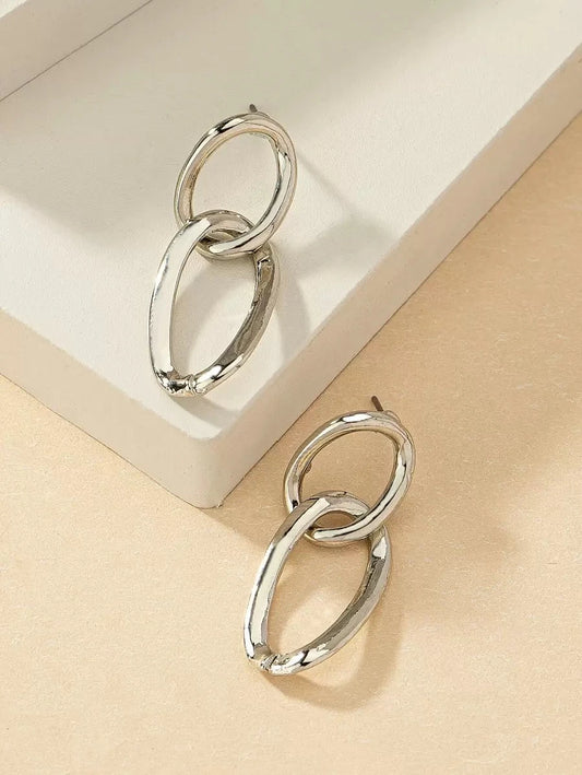 Chain Design Drop Earrings