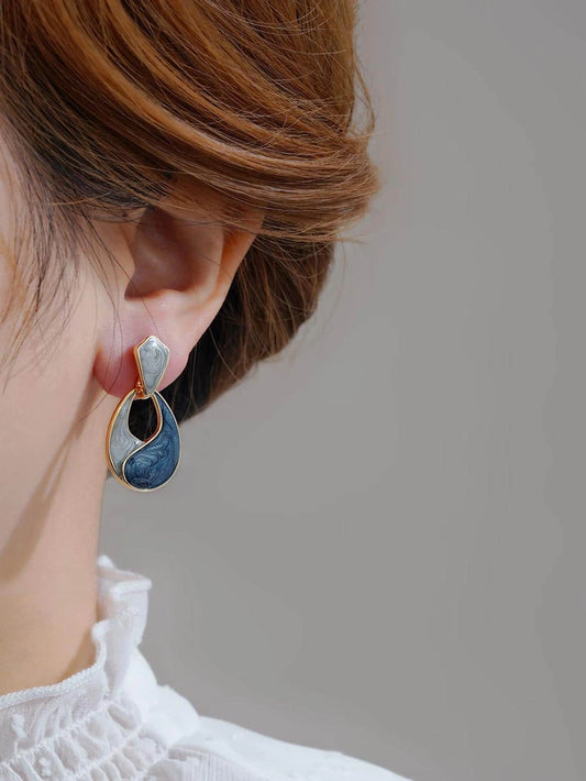Two Tone Drop Earrings