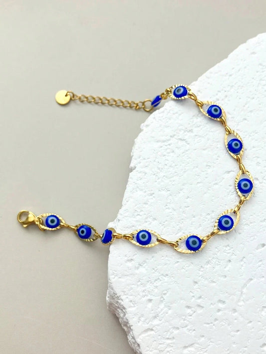 Minimalist Stainless Steel Eyeball Tennis Bracelet