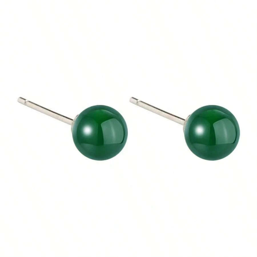 Minimalist Purple Stone Silver Stud Earrings