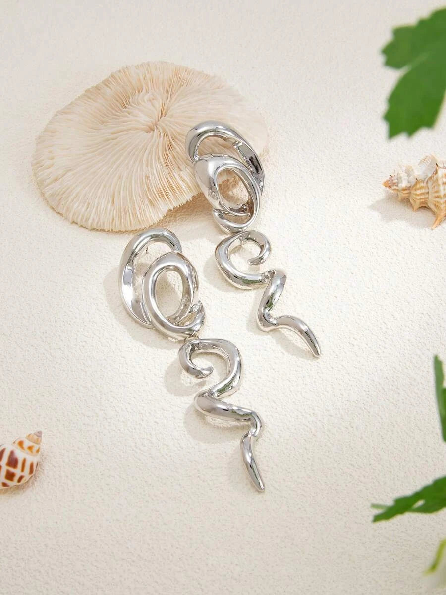 Retro Gold Abstract Spiral Earrings