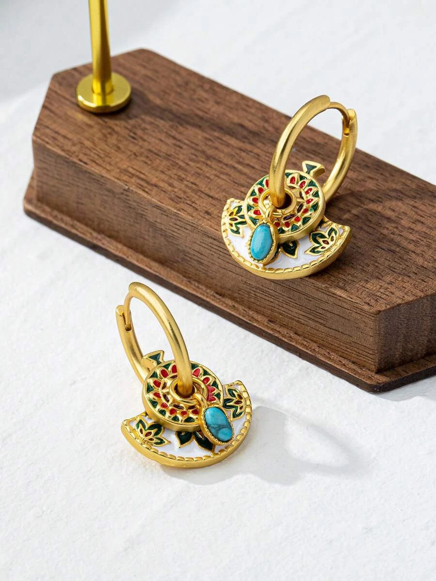 Copper Alloy Macaron Gold Earrings
