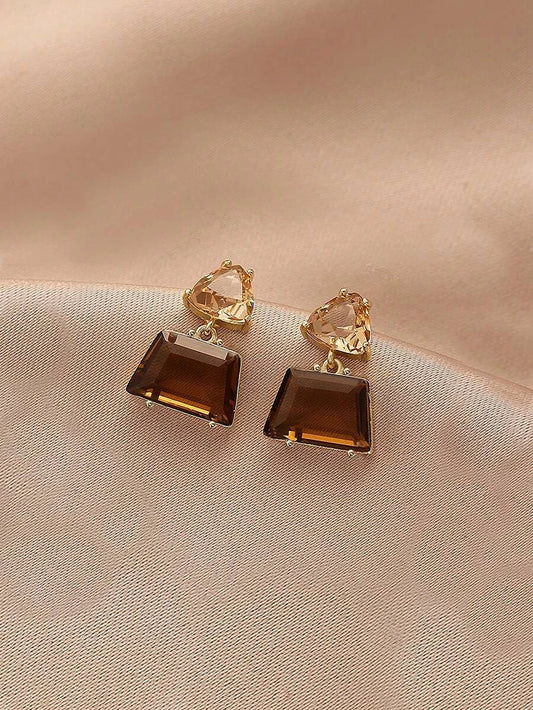 Retro Minimalist Trapezoid Crystal Earrings