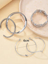 12pcs Vintage Exaggerated Luxurious Geometric Striped Twist Open Design Women Metal Silver Bangle Bracelet Set, Suitable For Daily Wear, Gift, Stackable