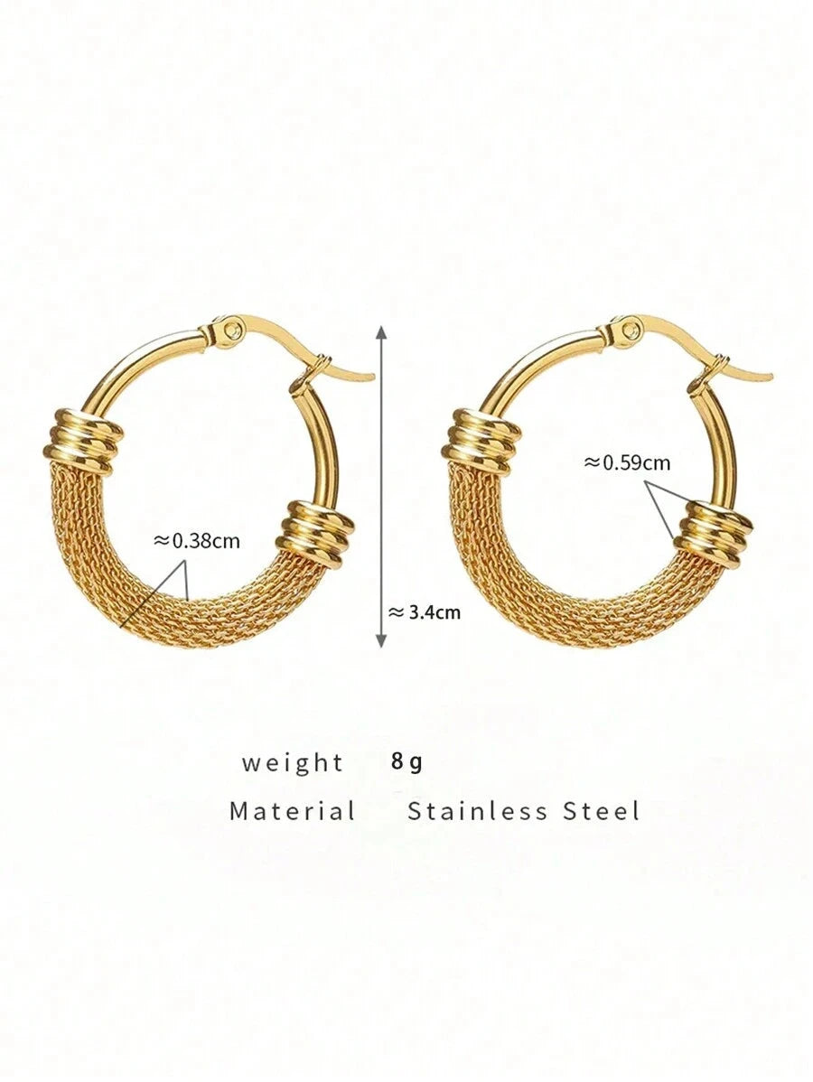Vintage Stainless Steel Hoop Earrings