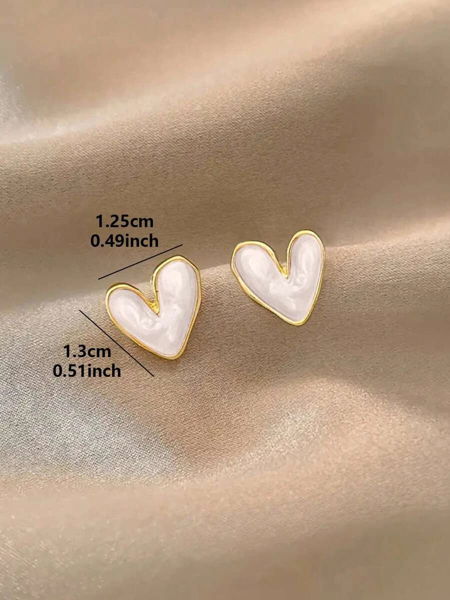 Vintage Oil Drip Heart Stud Earrings