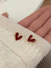Vintage Oil Drip Heart Stud Earrings
