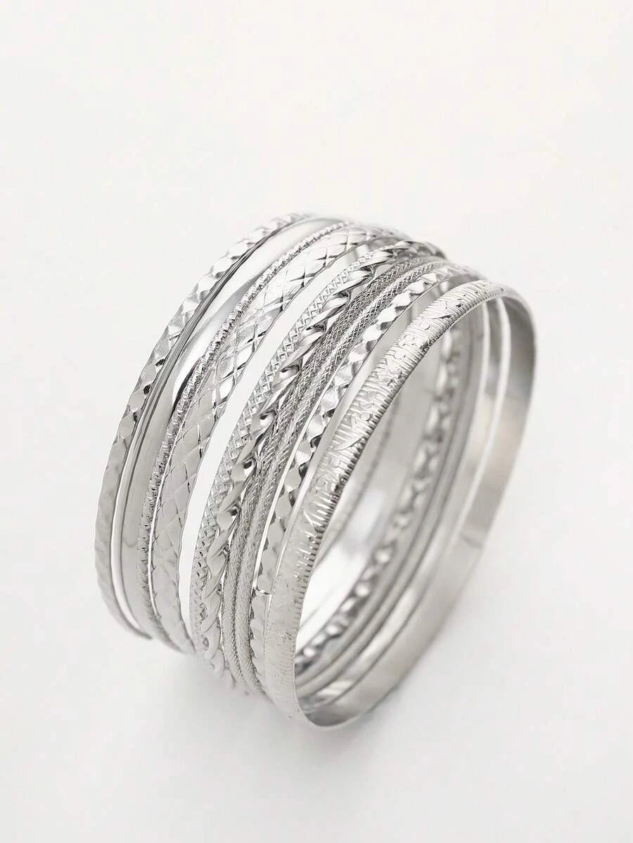 Bohemian Textured Bangle Bracelet Set