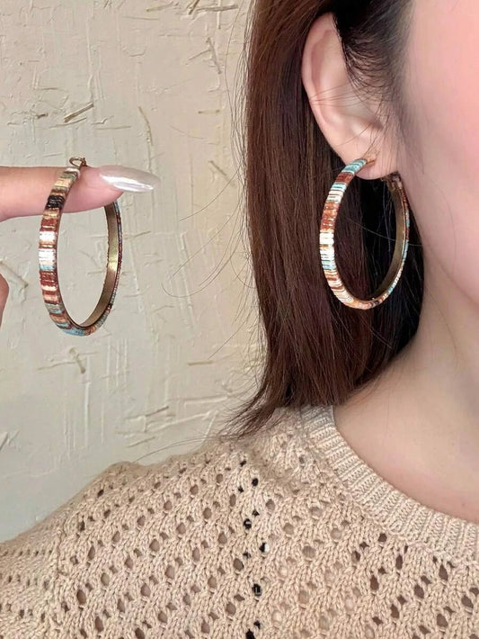 Vintage Multi-Color Hoop Earrings