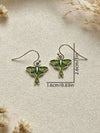 Vintage Green Moth Enamel Earrings