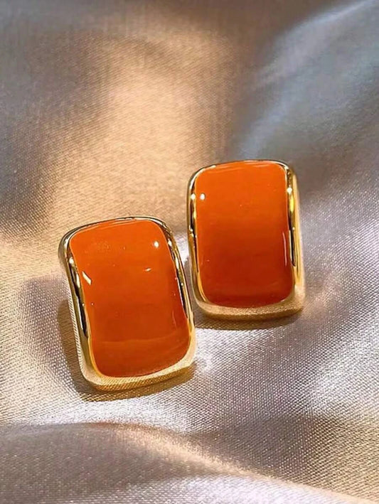 Geometric Oil Drip Square Earrings