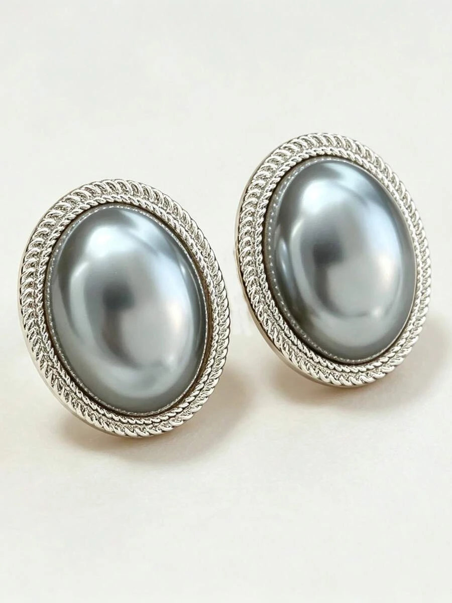 French Vintage Faux Pearl Stud Earrings