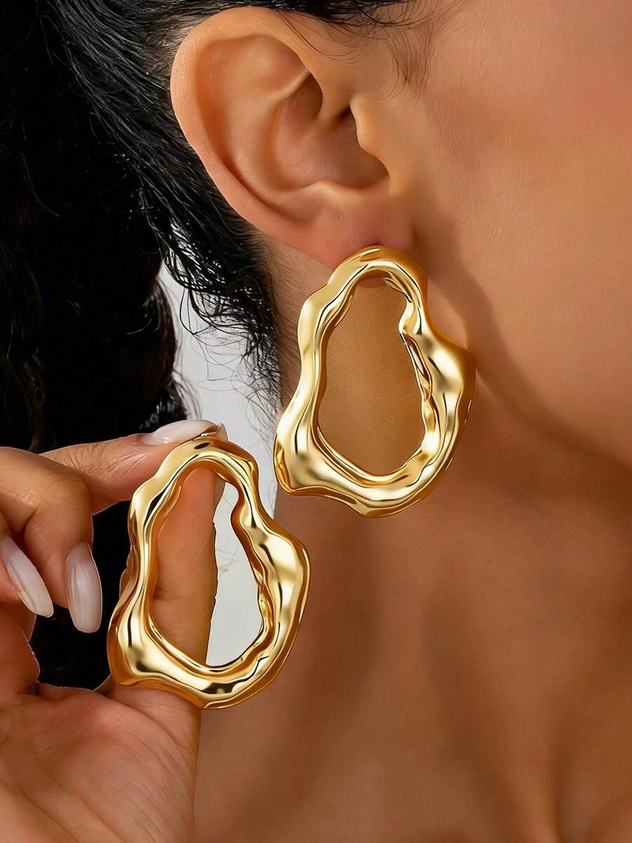 Asymmetrical Hollow Metal Earrings
