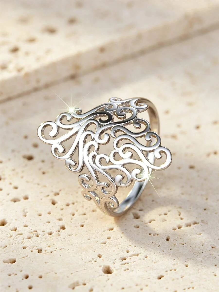 Vintage Floral Sterling Silver Ring