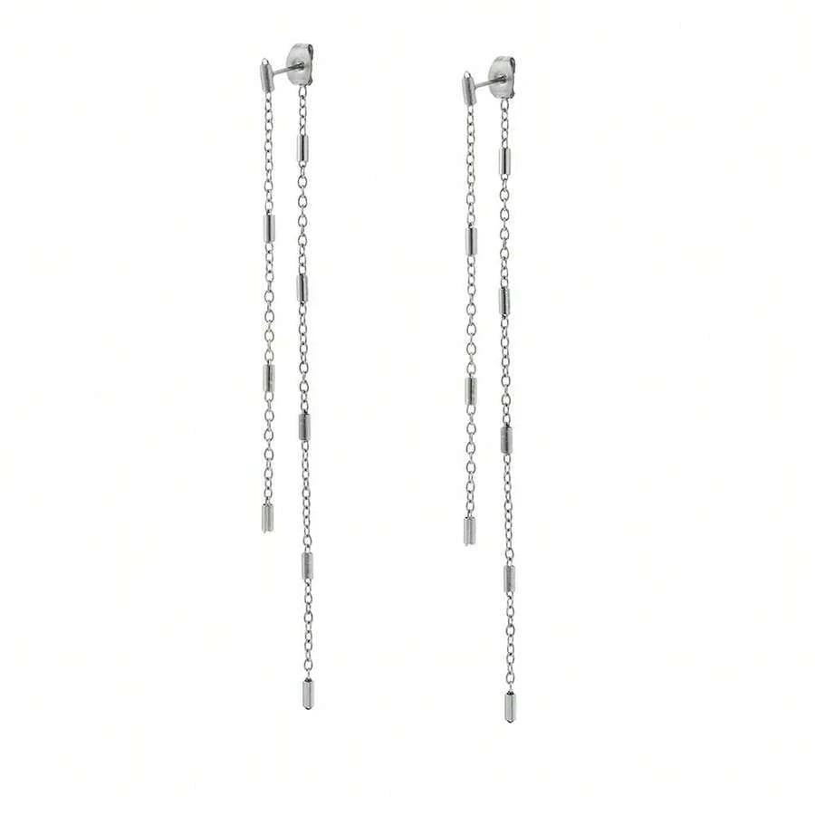 Minimalist Tassel Chain Pendant Earrings