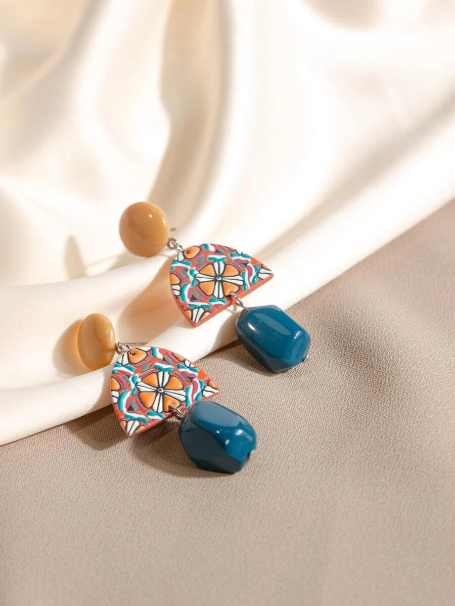 Geometric Decor Drop Earrings