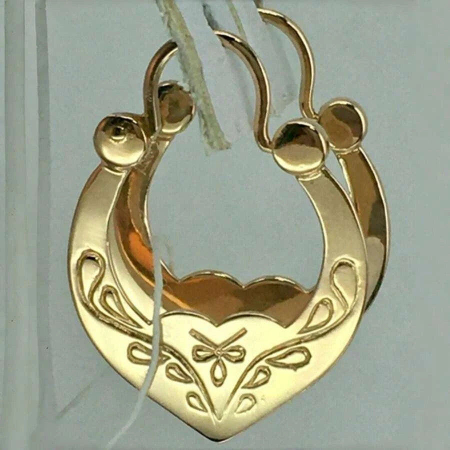 Classic Vintage Gold Carved Round Earrings