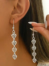 Vintage Silver Geometric Heart Earrings
