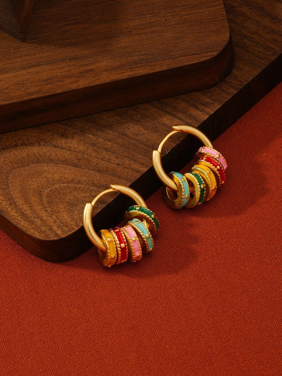 Copper Alloy Macaron Gold Earrings