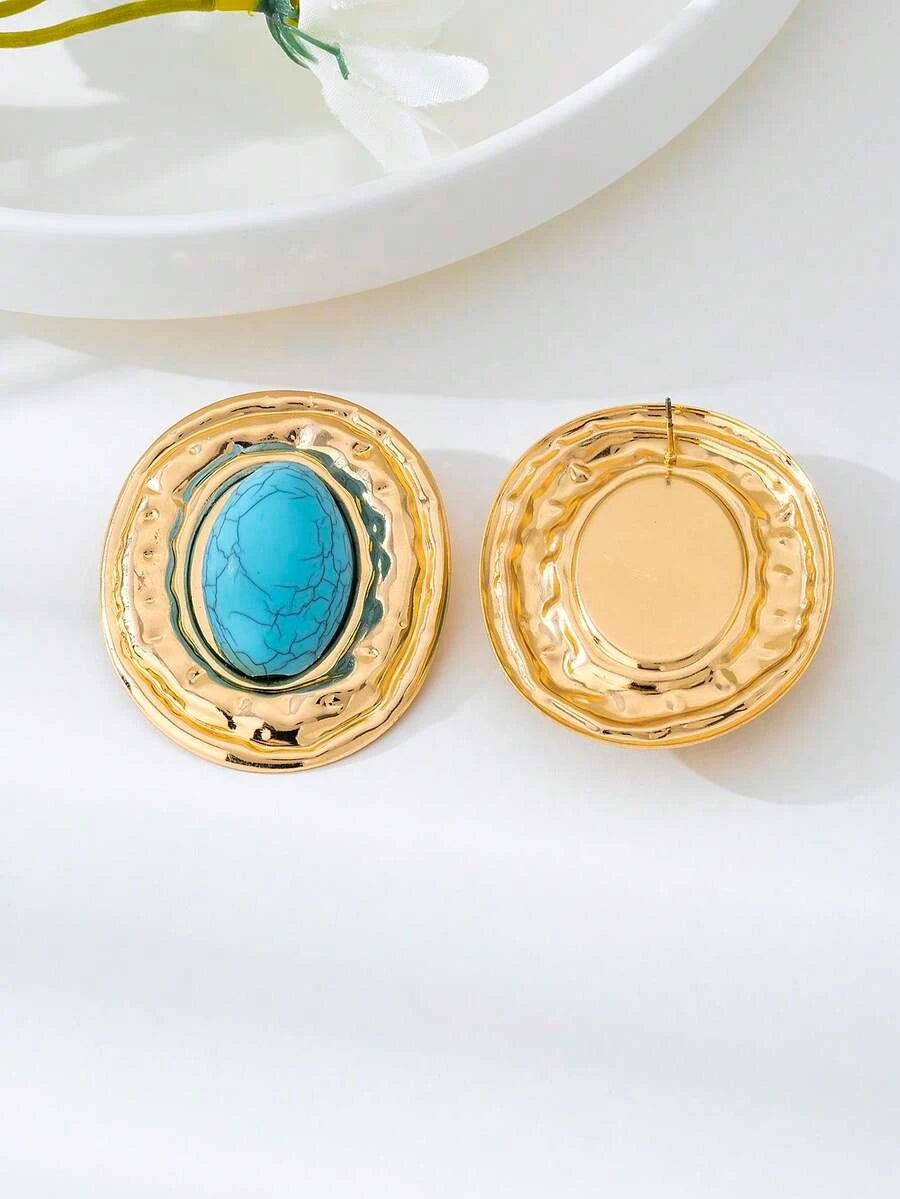 Geometric Textured Pearl Drop Earrings