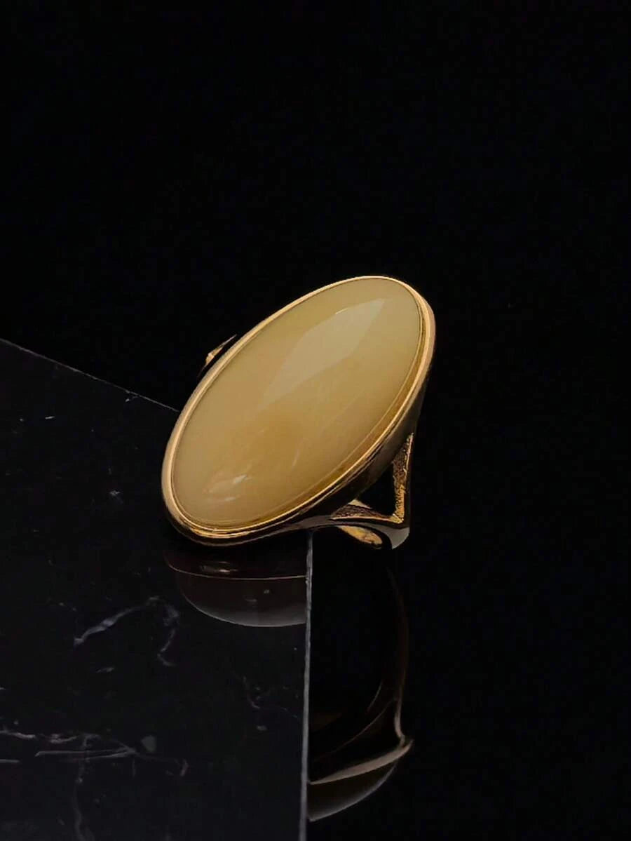 Gold Plated Stainless Steel Crystal Ring