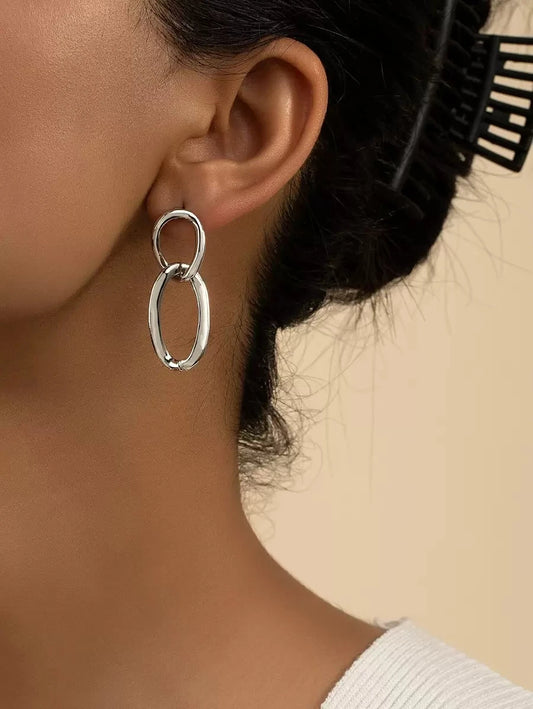 Chain Design Drop Earrings