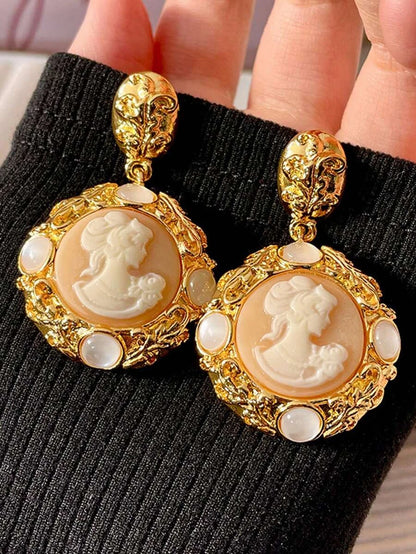 Vintage Cameo Drop Earrings