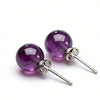 Minimalist Purple Stone Silver Stud Earrings