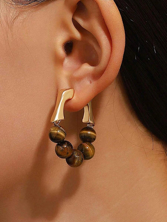 Vintage Western Bead Hoop Earrings