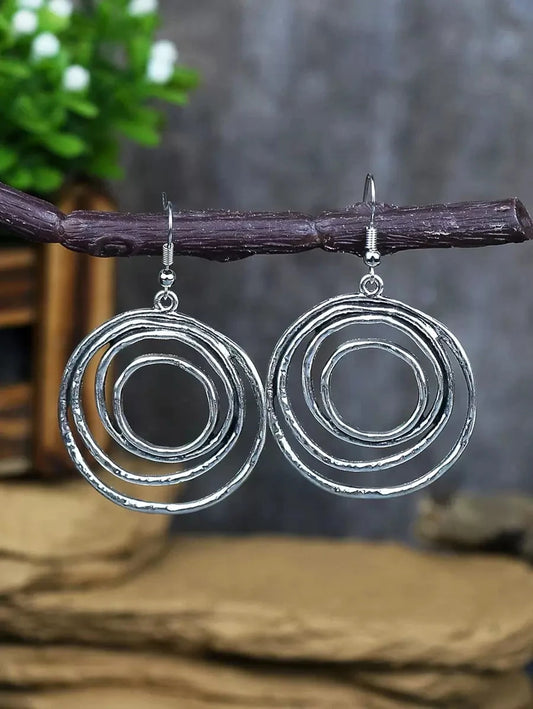 Vintage Gold Multilayer Hoop Earrings