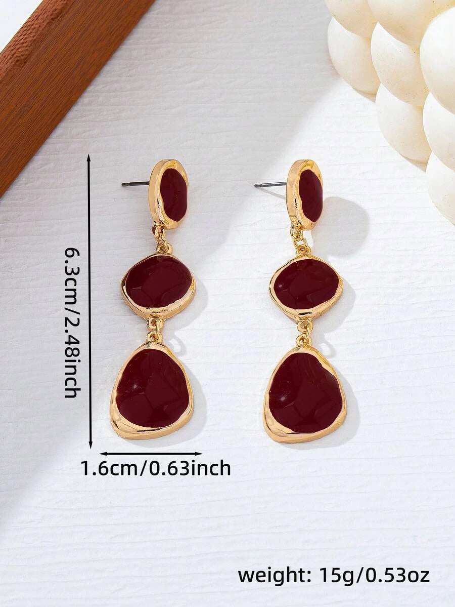 French Vintage Enamel Asymmetrical Drop Earrings