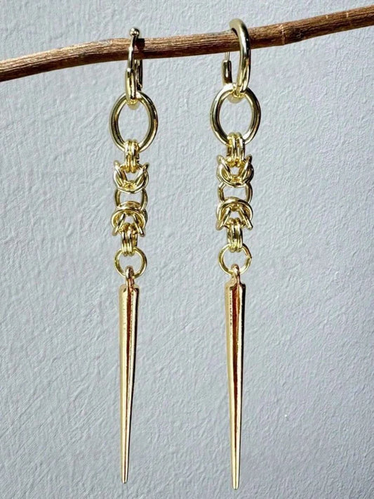 Gold Spiked Drop Earrings