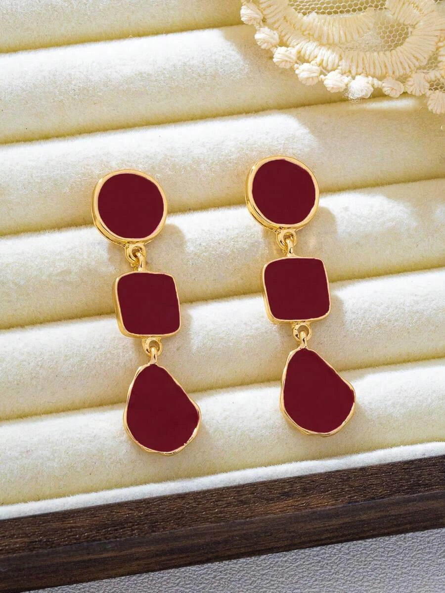 Vintage Geometric Asymmetrical Drop Earrings