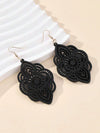 Wood Lace Pattern Carved Drop Earrings