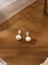 Gold Plated Pearl Bridal Earrings